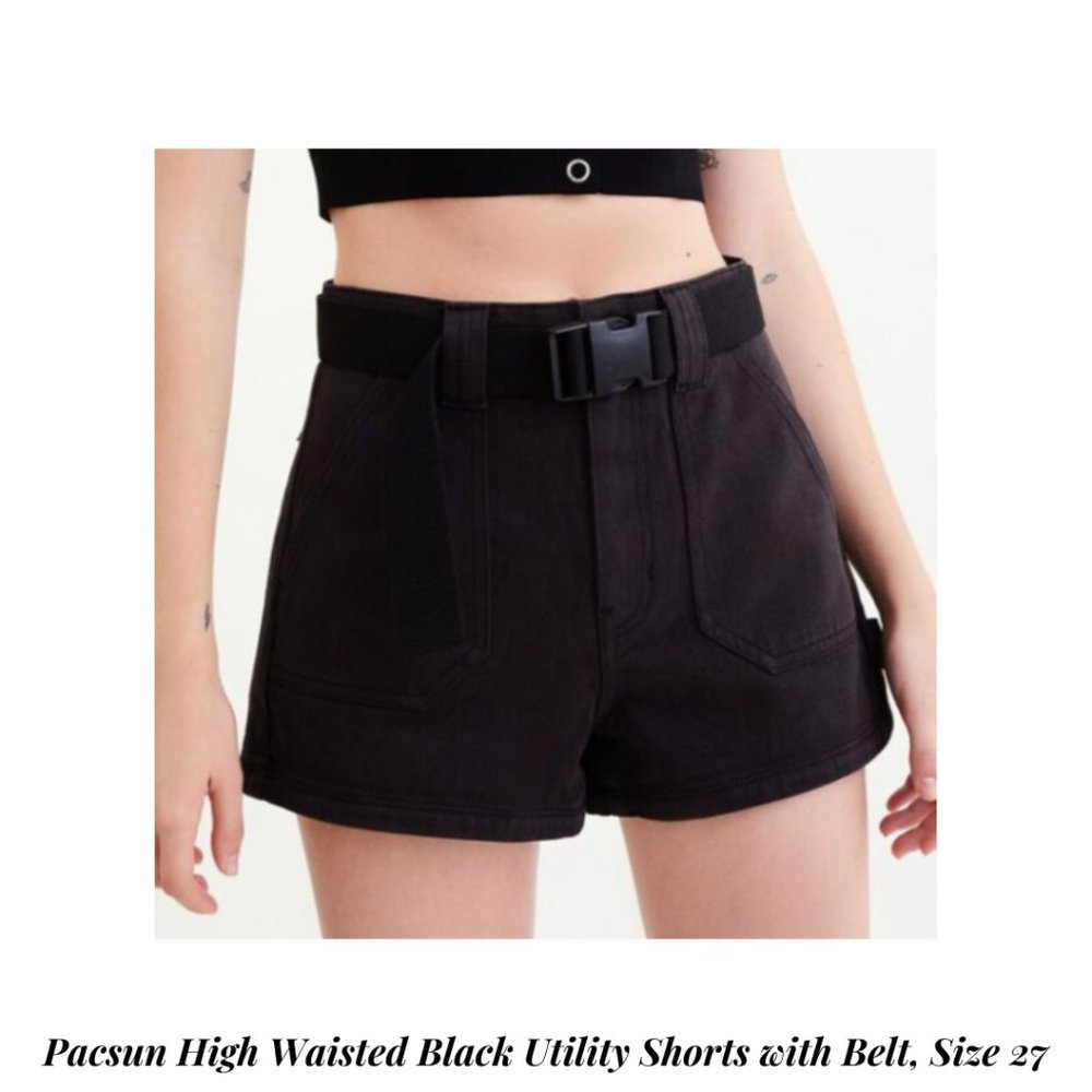 Pacsun High Waisted Black Utility Shorts with Belt
